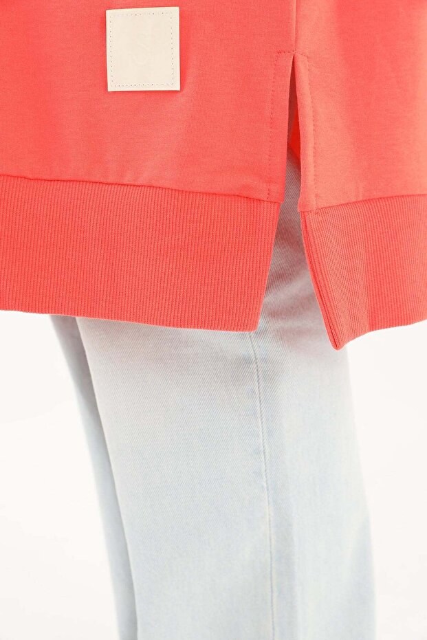 Kadın Basic Tunic - 30645TUN - Mercan - 5