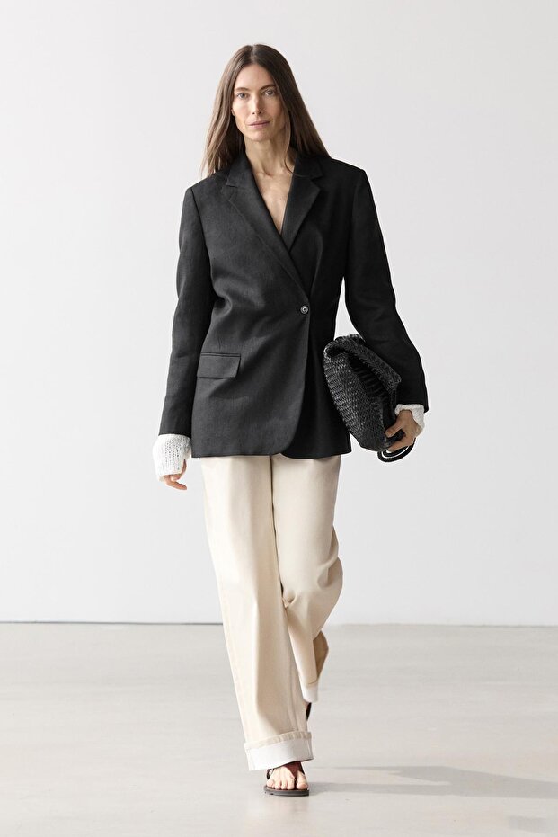 American double-breasted linen jacket - 3