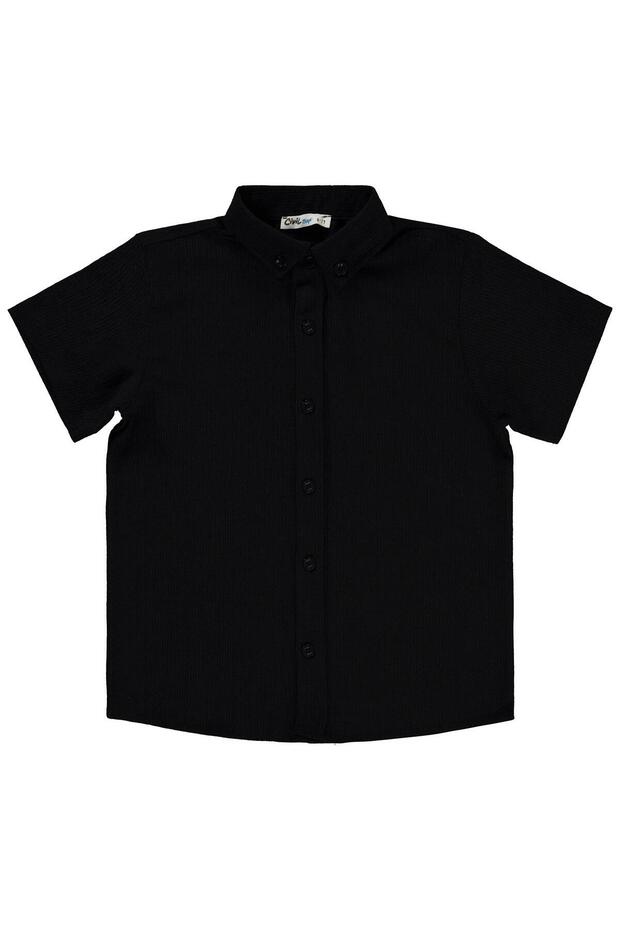 Short Sleeve Basic Shirt for Ages 6-9 - Black