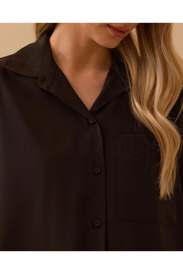 Oversize Basic Keten Gömlek - 4