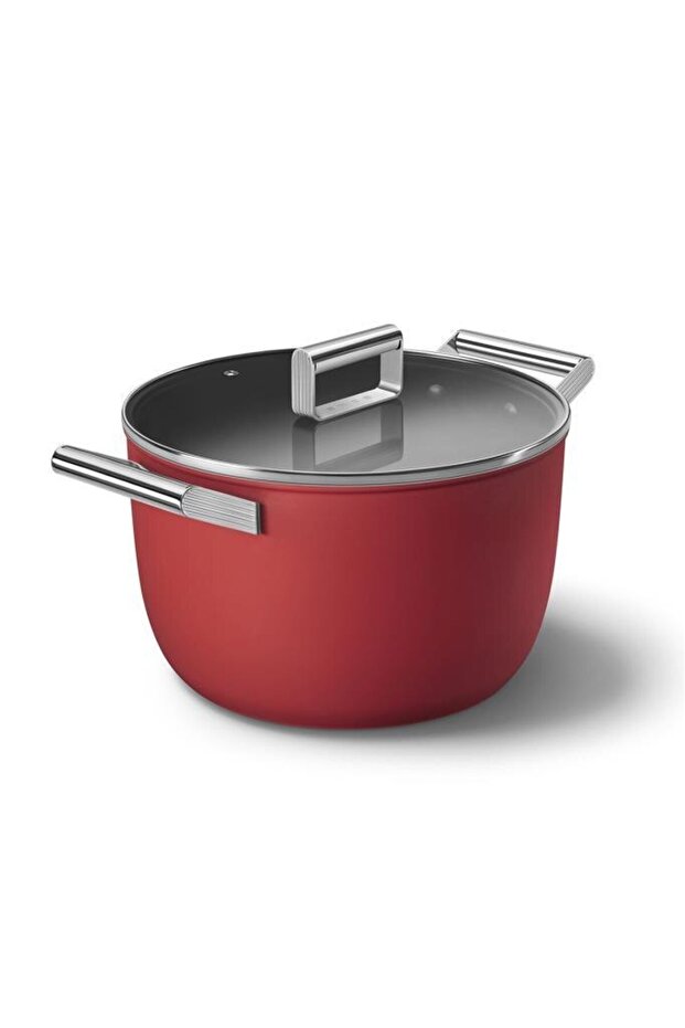 Cookware 50's Style Glass Lid 26 cm Pot Red