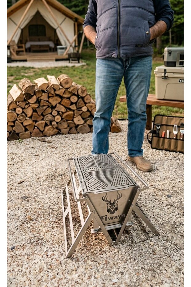 Katlanır Krom Paslanmaz Mangal - 7