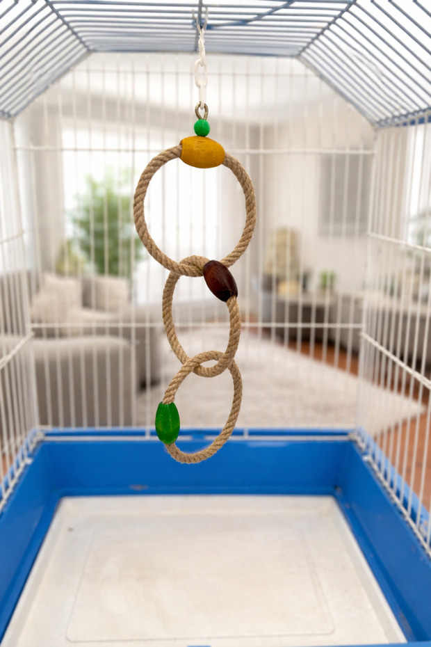 Muhabbet 3 Ring Jute Rope Climbing Toy