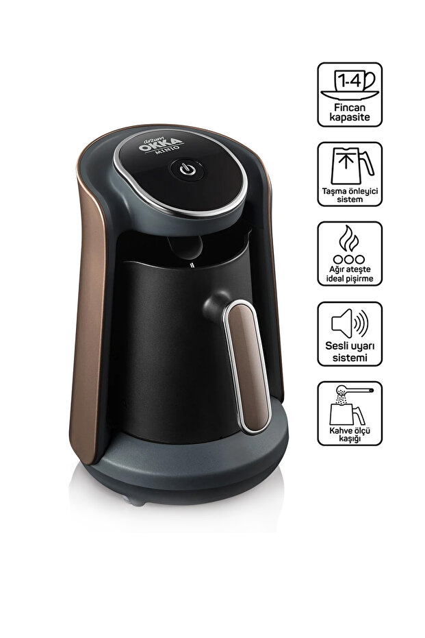 Ok004 Okka Minio Turkish Coffee Machine with Anti-Overflow System, 4 Cup Capacity, Soil Color