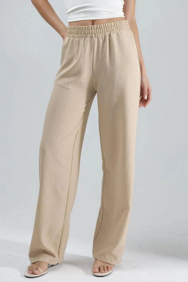 Elastic Waist Straight Leg Pants Ellie Collection