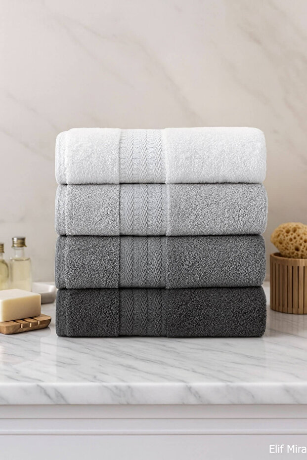 4-Piece Hand and Face Towel Set 50X85 cm Aura