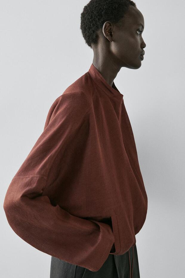 Linen blend bomber jacket - 4