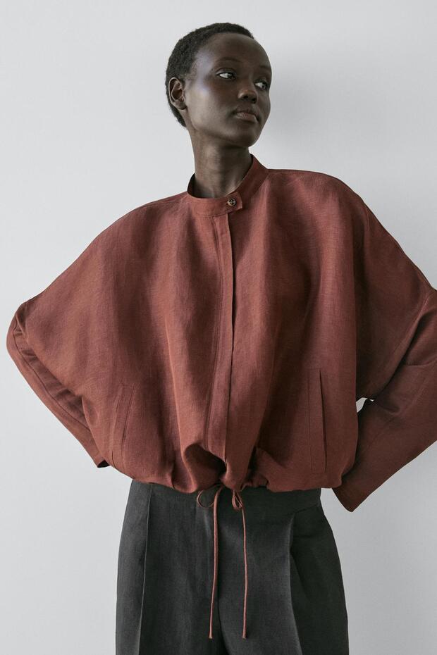 Linen blend bomber jacket - 2