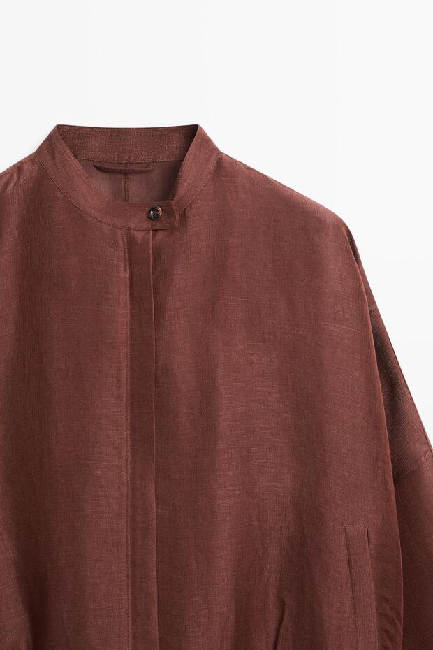 Linen blend bomber jacket - 6