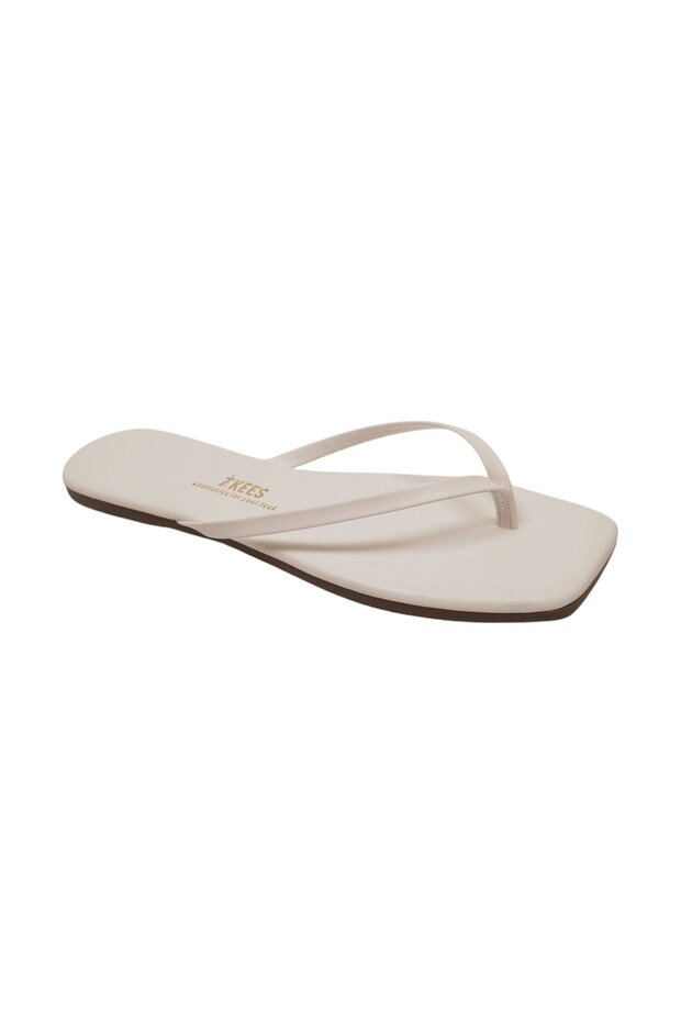 Women's White Square Toe Flip-Flops Casual Stylish Slippers