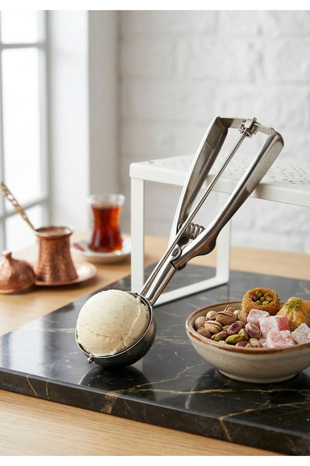 Gray Steel Ice Cream And Cookie Spoon