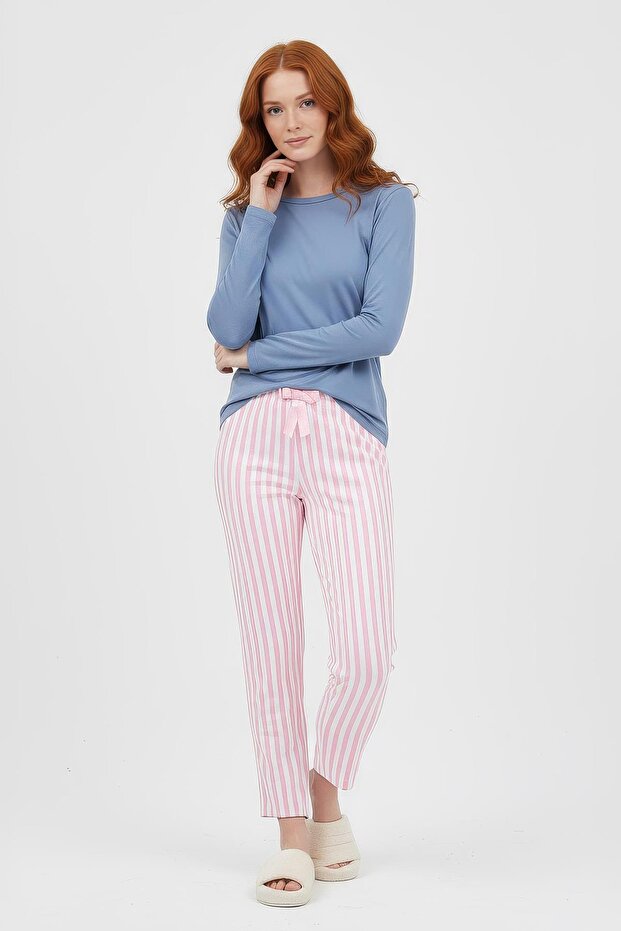 4527 Cartoon Pattern Pajamas Pink - 1