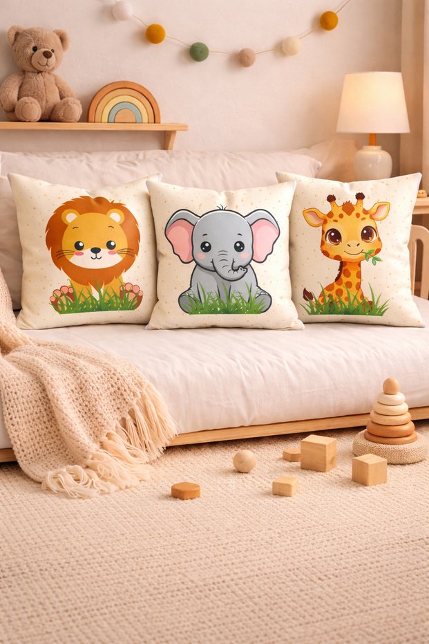 Cute Animals Series 3-Piece Baby and Kids Room Pillowcase Set