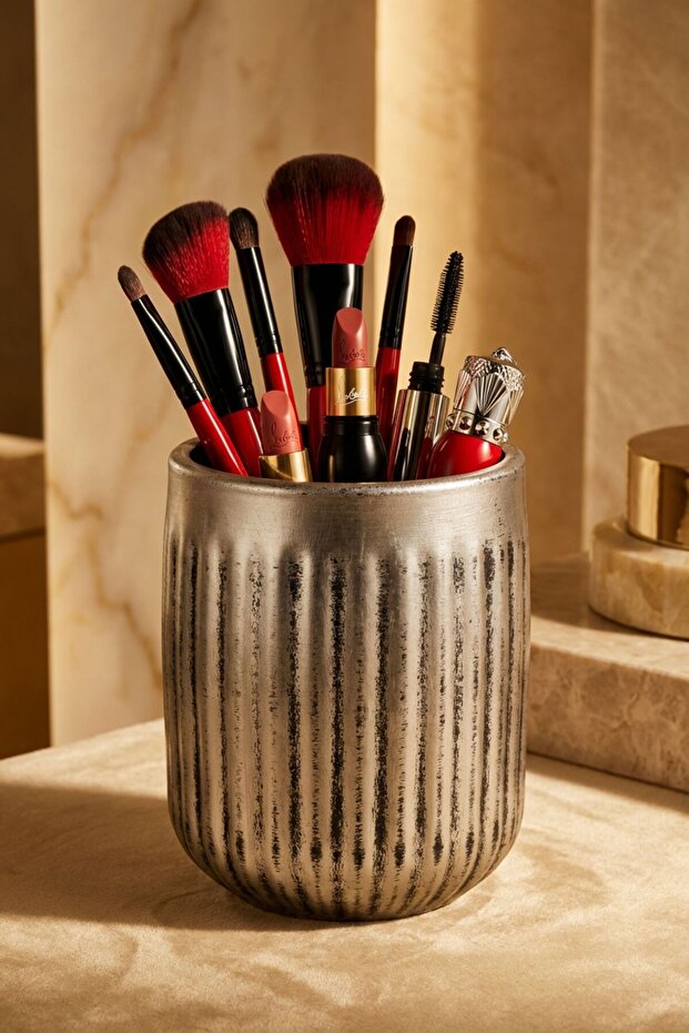 Makeup Organizer, Makeup Brush Holder, Makeup Organizer Set, Antique Silver Finish, Model 11