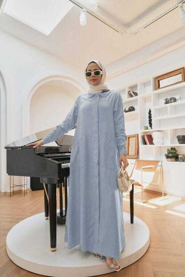 6648- Buttoned Ferace Blue - 4