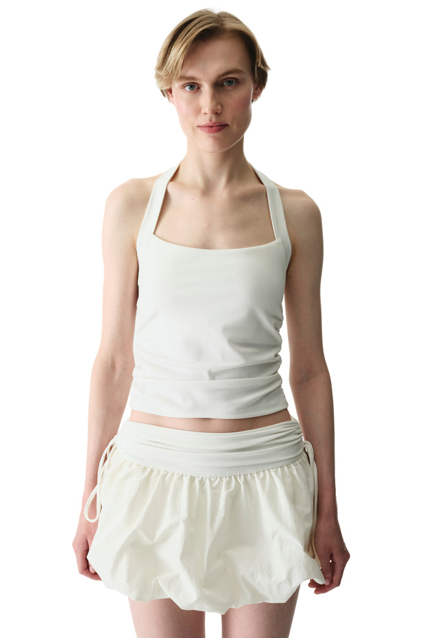 Top alb cu gât Halter - 5