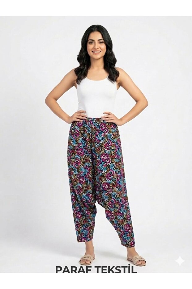 Women's Over-The-Top Mesh Comfortable Fit Village Baggy Pants with Various Color Patterns