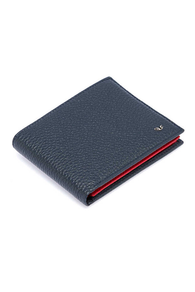Navy Blue Genuine Leather Men's Wallet - S1Ce00001648-N74
