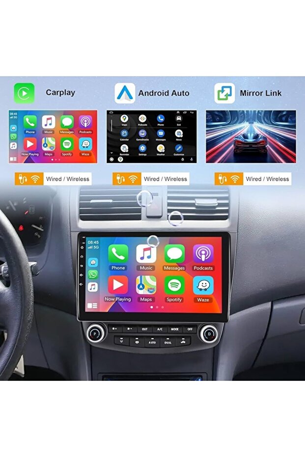 شاشة أندرويد لهوندا أكورد من موديلات 2003 إلى 2007 مع نظام Apple CarPlay وكاميرا خلفية