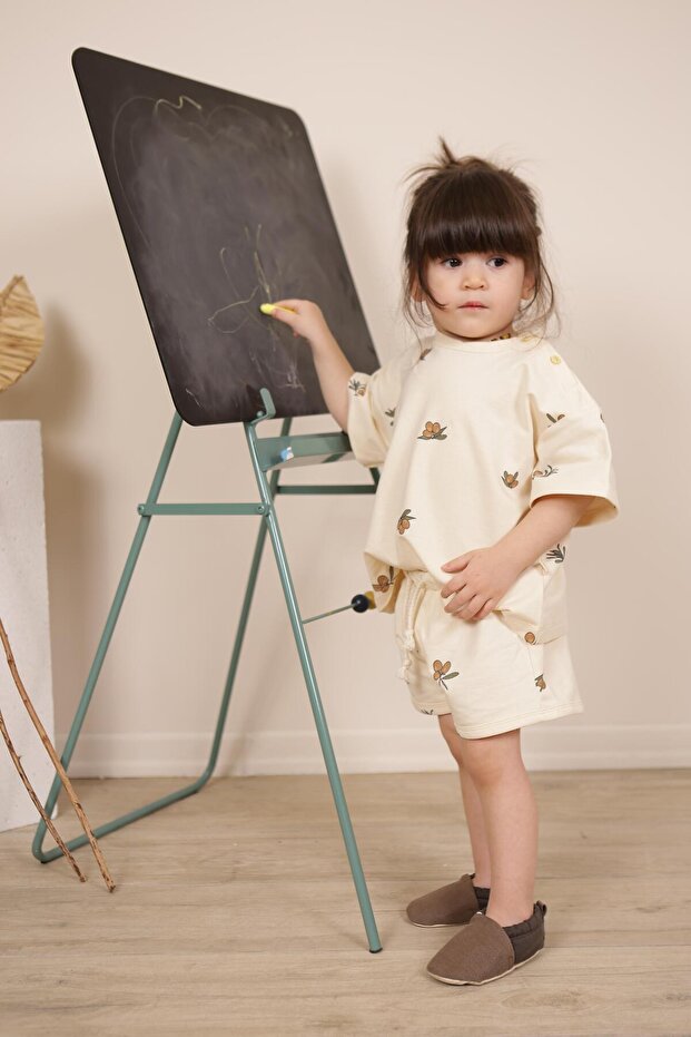 Olive Printed Shorts Set