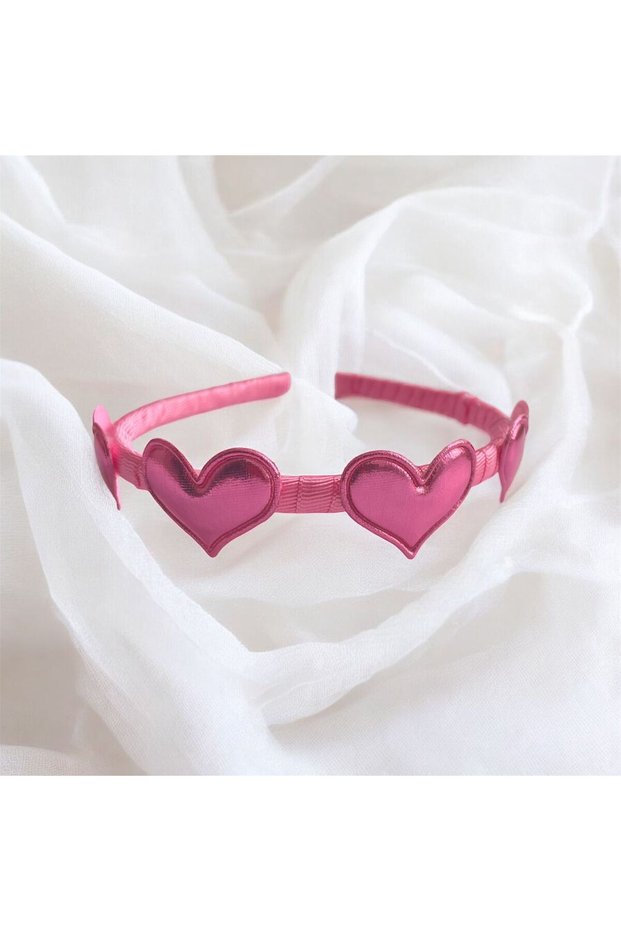 Baby Children's Crown Pink Shiny Heart Figure Crown (1 Piece) Pink