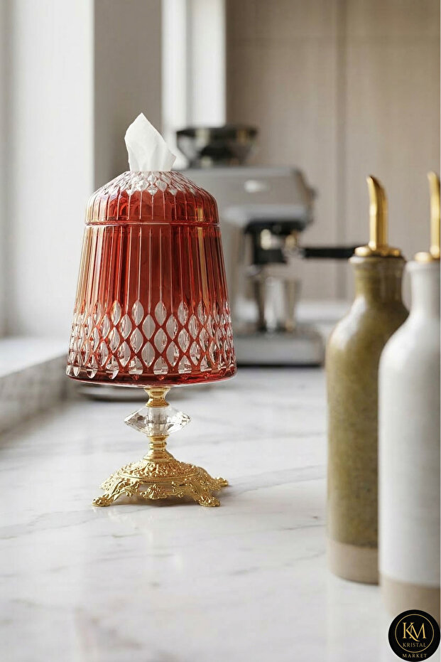 Handcrafted Drop Pattern Covered Pedestal Napkin Holder Candle Holder