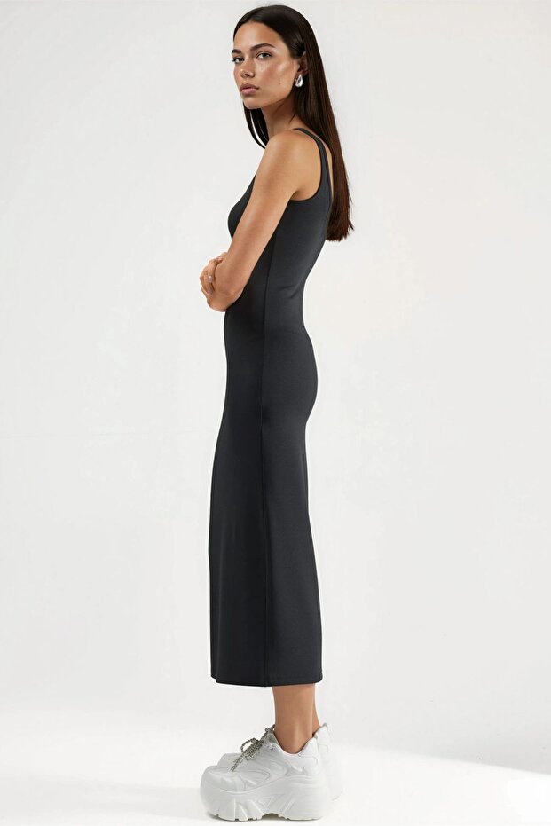 Bodycon Basic Midi Elbise - 4