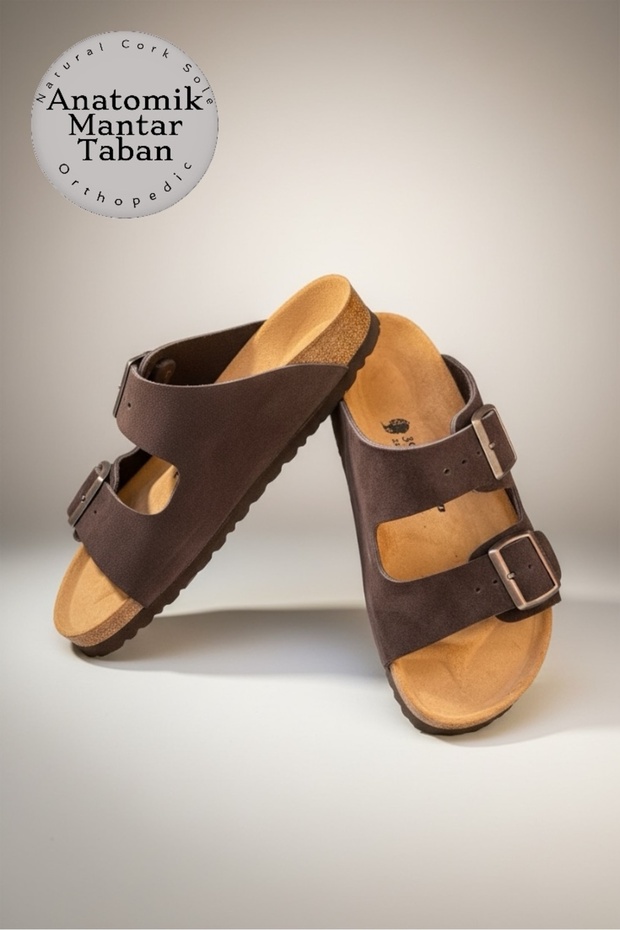 Anatomical Natural Cork Sole Suede Leather Slippers