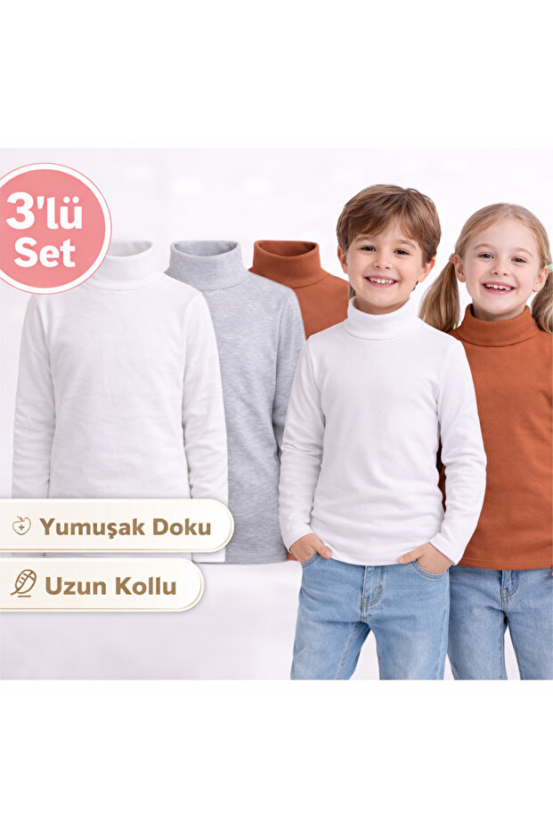 Turtleneck Cotton Stretch Fabric Long Sleeve 3-Piece Sweatshirt
