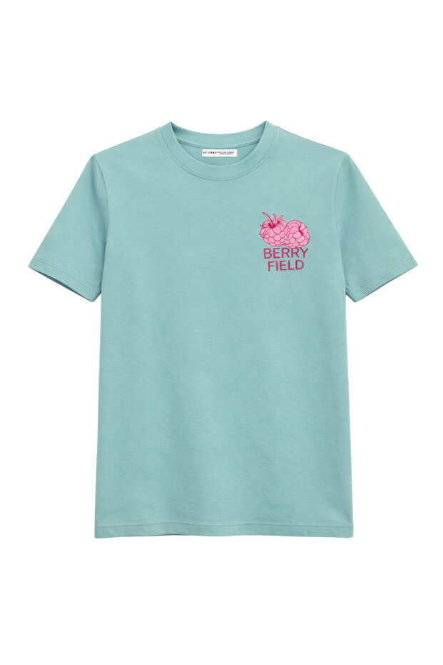 2054 Women's Berry Field Printed 100% Cotton T-Shirt Mint