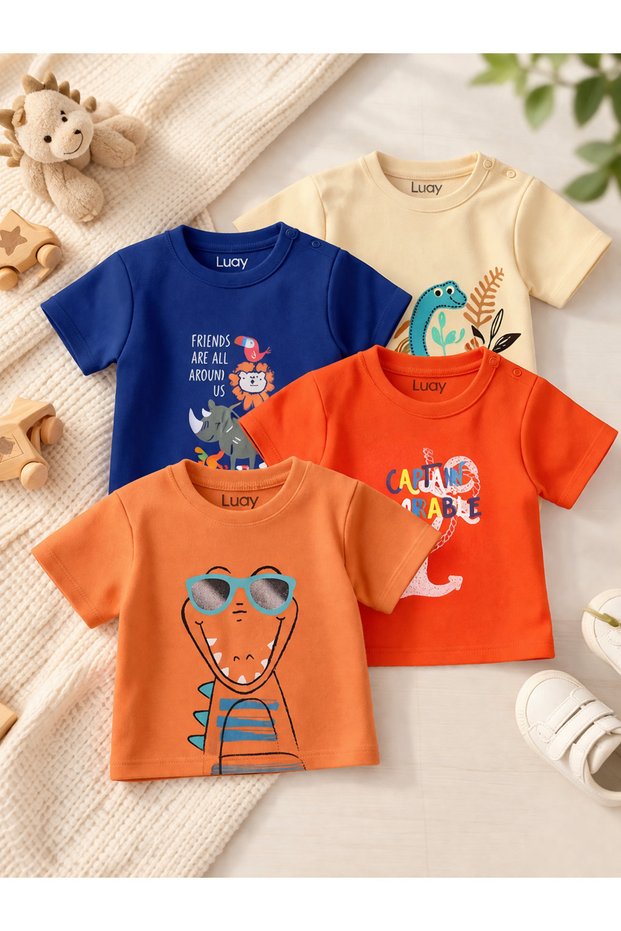 Unisex Cotton T-Shirt: Cute and Comfy Everyday Wear (Pack of 4)