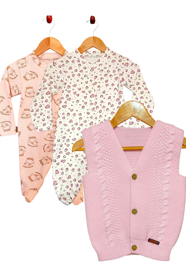 2-Pack Baby Rompers 100% Cotton + Acrylic Knitwear Knit Vest