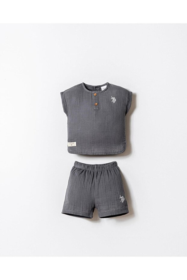 Baby Boy Muslin Shorts and Shirt Set 100% Cotton Summer Breathable 2-Piece Combination