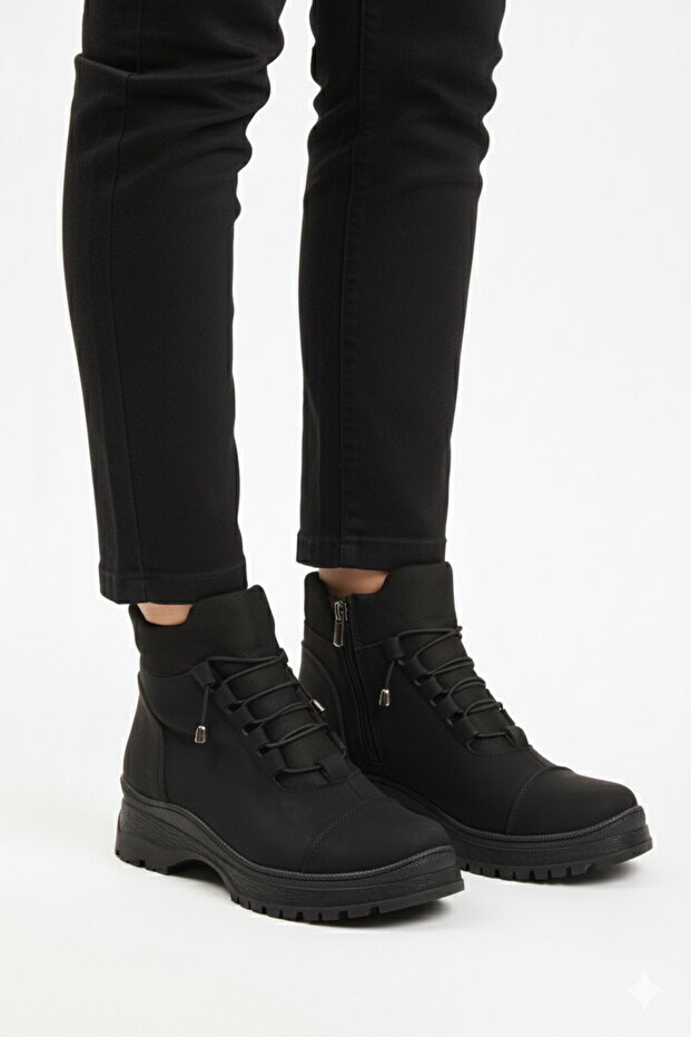 Black Emerald Women's Boots with Fleece Inside and Zipper