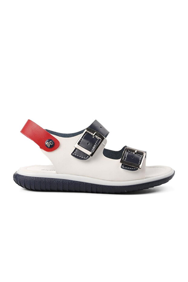 Navy Blue White Red Boy's Flat Sandals