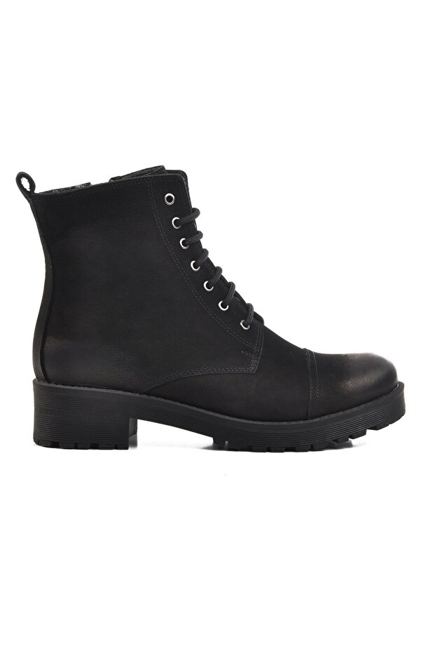 Black Nubuck Genuine Leather Women's Boots