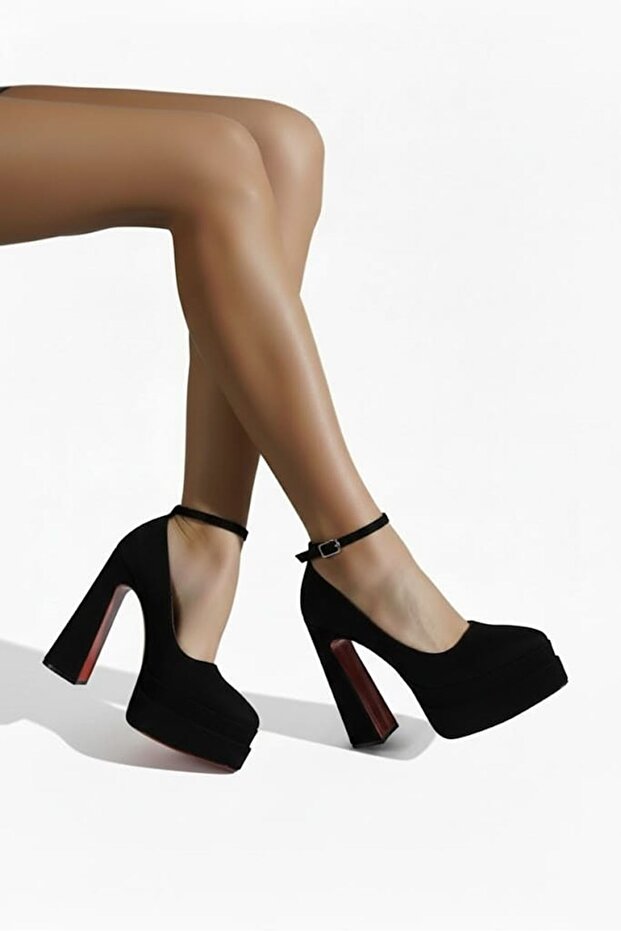 Rigelssss Black Suede Double Platform Special Design Women's Shoes