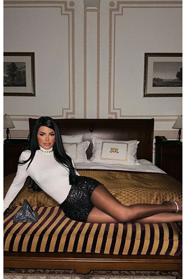 gri payetli detaylı şort - 3