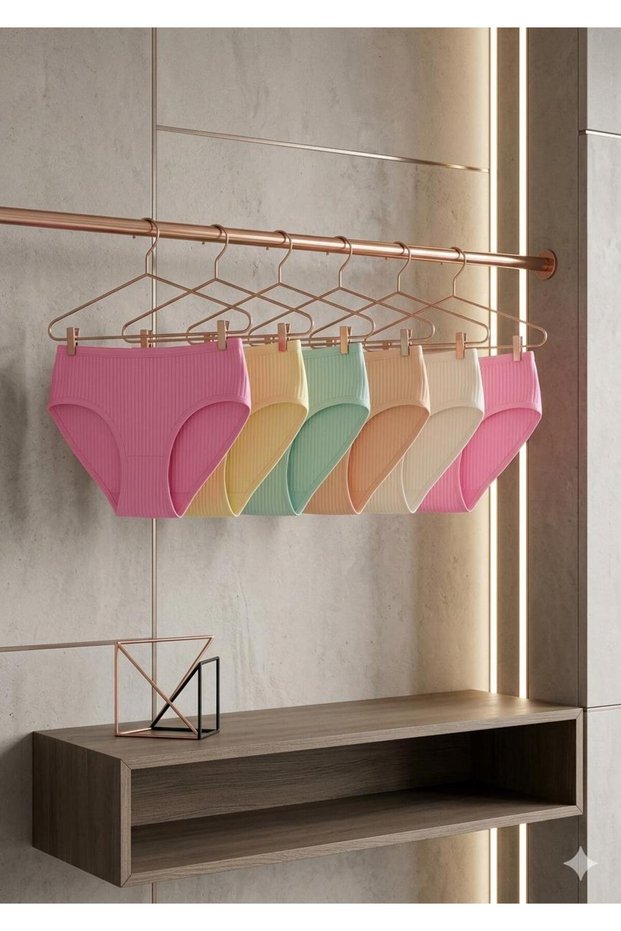 Women's 95% Cotton Piece Panties High Waist Corded Fabric Day Panties 6-Piece Pack Panties