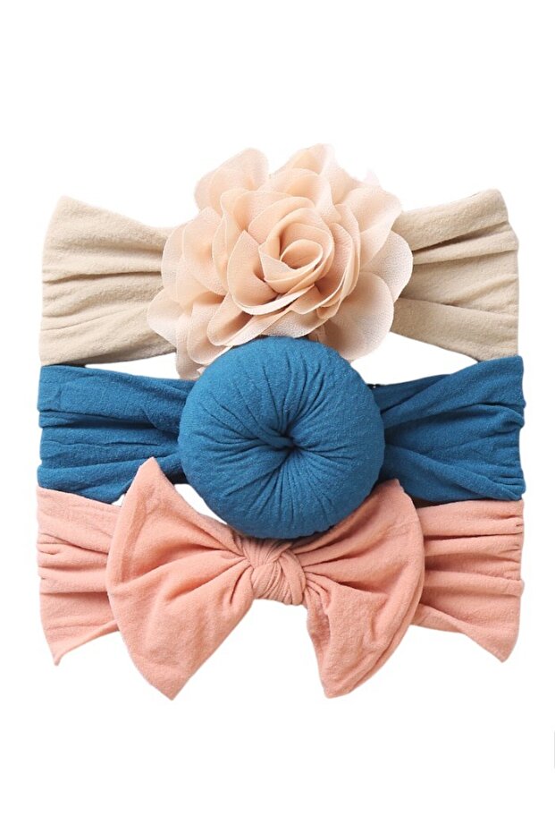 - Aya Assorted Cute Soft Turban for Babies - Beige, Blue, Peach