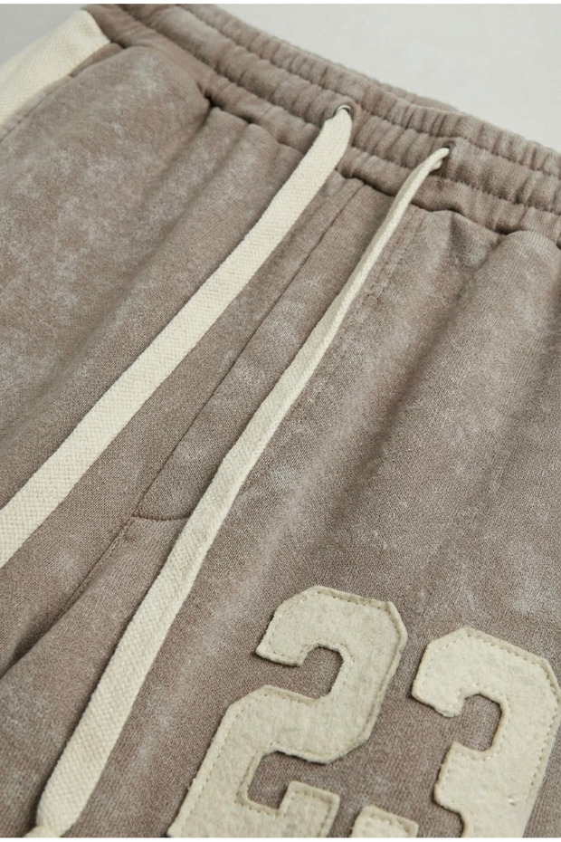 Washable 23 Embroidered Loose Tracksuit Brown