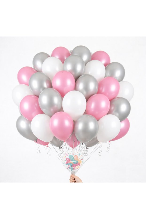 Baby Pink, White, and Metallic Silver Balloon Set | 24-Piece Baby Shower Hospital Room Decoration Set