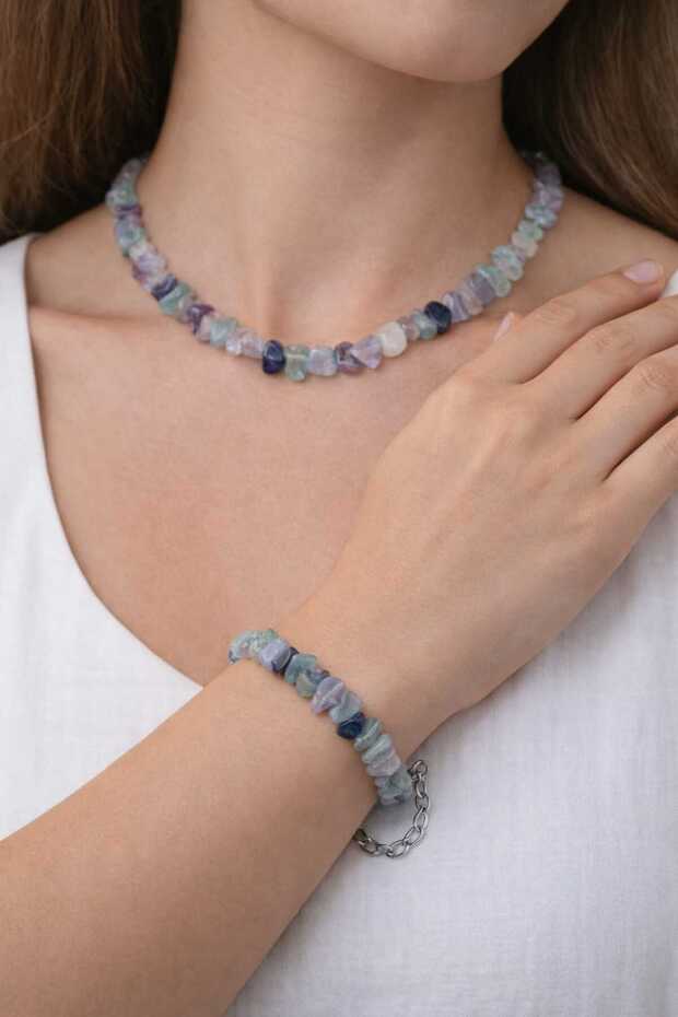 Fluorite Necklace & Bracelet – Mental Clarity and Elegant Energy 💜 💚