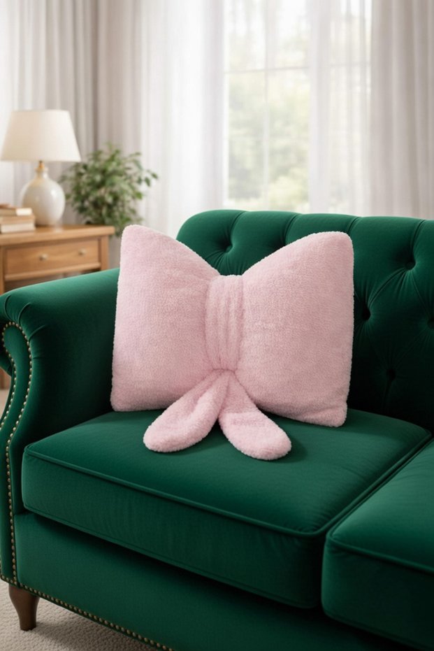 Welsoft Fleece Bow Tie Pillow Decorative Cushion Plush Soft Cushion Cushion Pillow