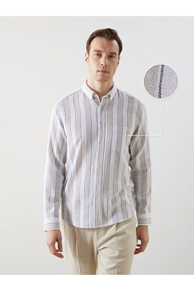 Regular Fit Long Sleeve Striped Men's Shirt