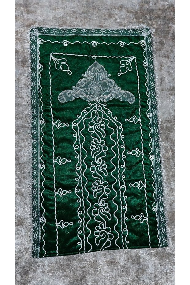 French Guipure Lace Embroidered Dowry Mat K Velvet Prayer Rug