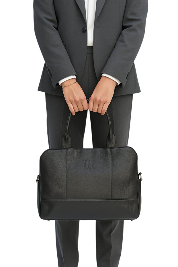 Women's Bag Large Volume Casual Stylish Hand Shoulder Briefcase Bag Large Volume Leather Black