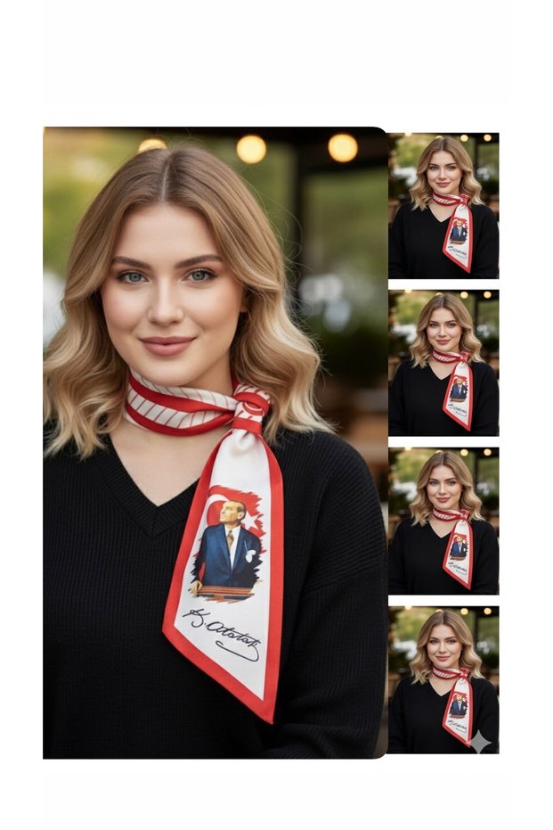 5-Pack of Turkish Flag Ties/Scarves with Atatürk's Portrait and Signature