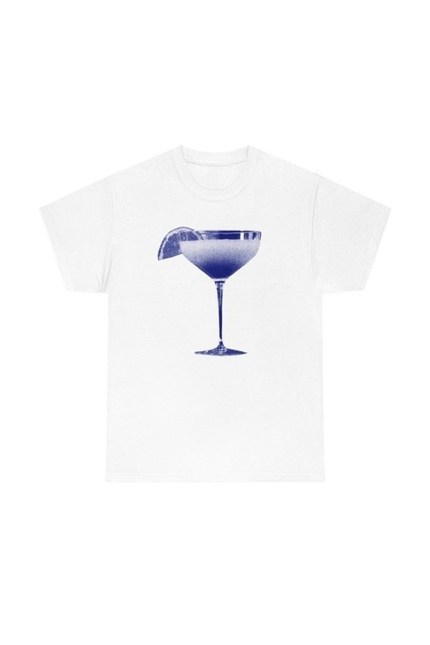Minimal Cocktail Glass Printed White Unisex T-Shirt