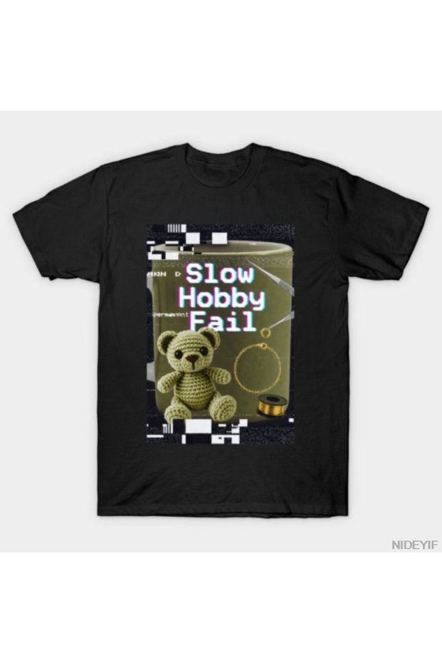 Glitch Mug Design “Slow Hobby Fail” and Craft Chaos Collage T-Shirt 10% Off for Men Women